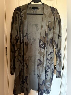 Sanctuary Olive & Brown Camo Open Cardigan